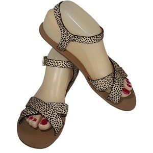 J.Crew Women's Sz 7 Leopard Cheetah Print Calf Hair Buckle Sandals NWOB.   FLT01